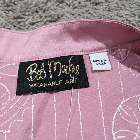 Bob Mackie wearable art Light Pink with Sequin embroidery button front NWT Sz L - Picture 3 of 10